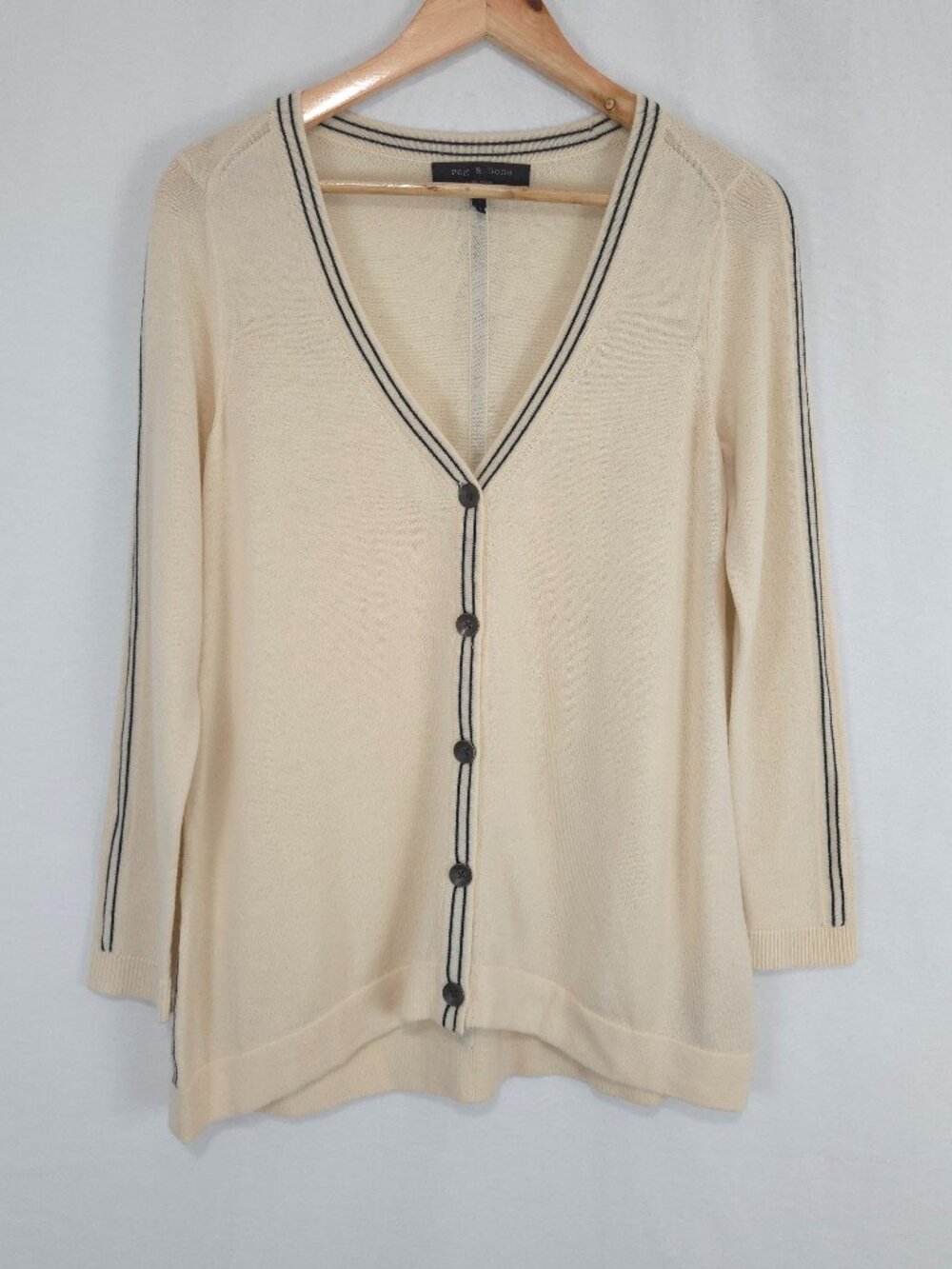 Rag & Bone Women's Ivory Wool & Cashmere V-Neck Button Front Cardigan